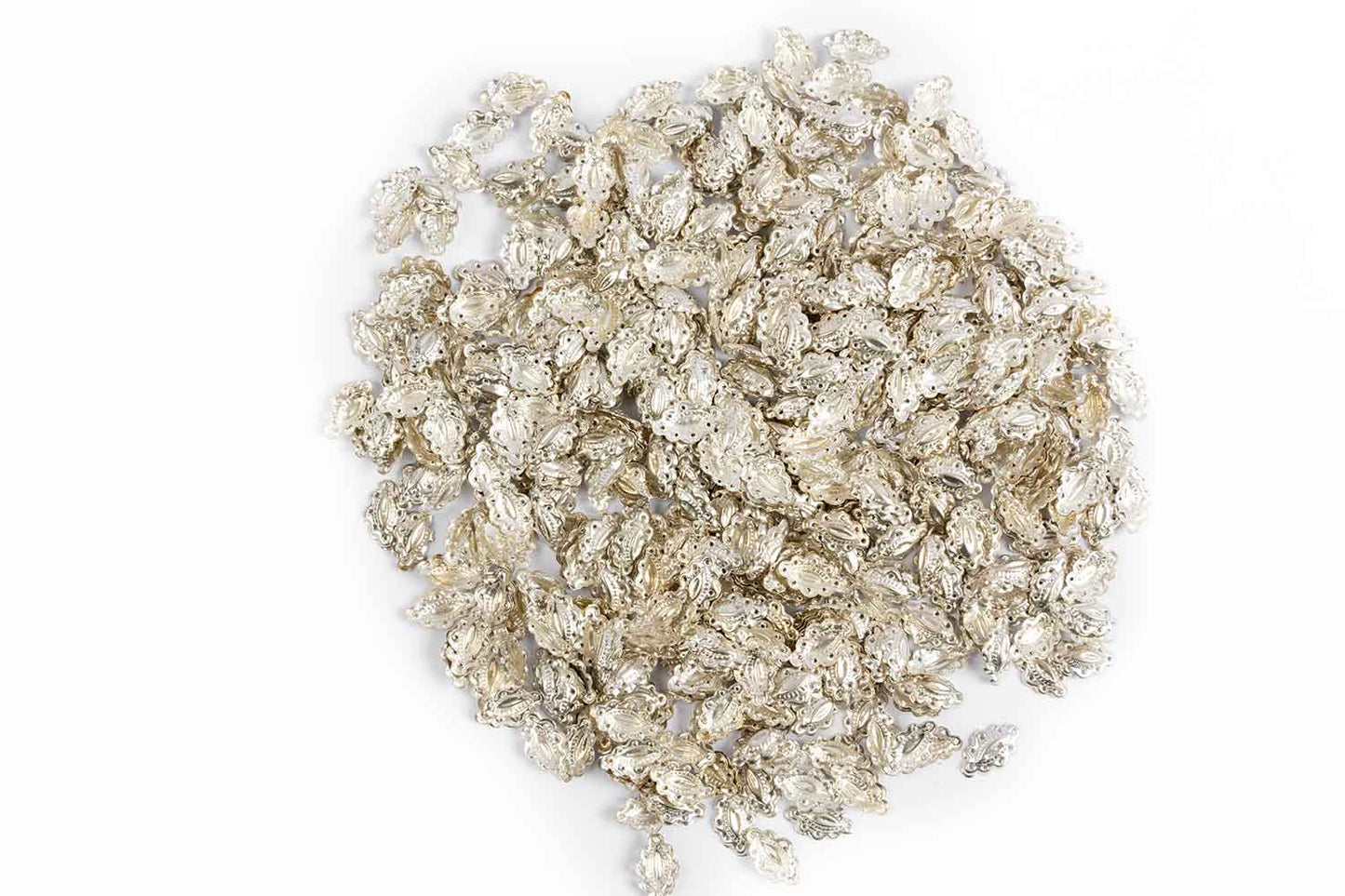Mohan Shoppe Silver Color Eye Shape Metal Sequins for Craft, Embroidery and Jewelry Making Pack of 50 gm