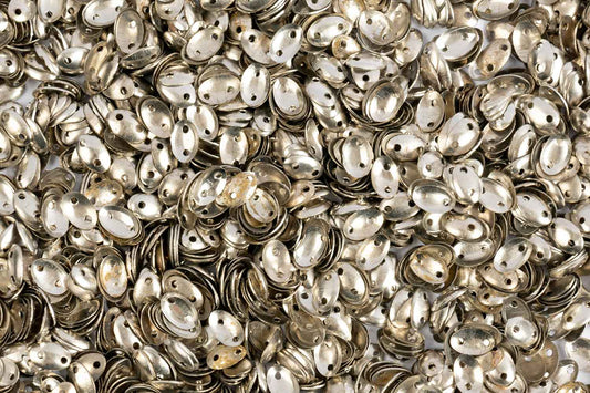 Mohan Shoppe Silver Color Oval Shape Metal Sequins for Craft, Embroidery and Jewelry Making Pack of 50gm