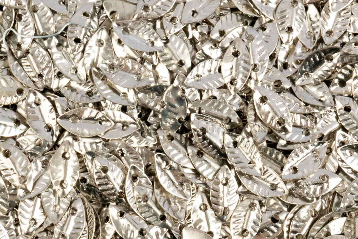 Mohan Shoppe Silver Color Leaf Shape Metal Sequins for Craft, Embroidery and Jewelry Making Pack of 50gm