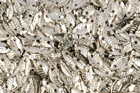 Mohan Shoppe Silver Color Leaf Shape Metal Sequins for Craft, Embroidery and Jewelry Making Pack of 50gm
