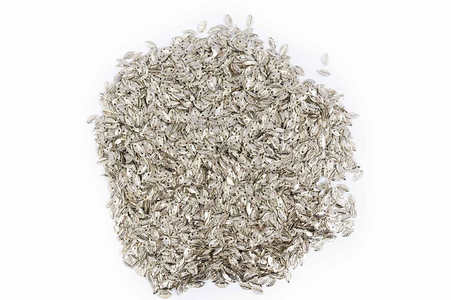 Mohan Shoppe Silver Color Leaf Shape Metal Sequins for Craft, Embroidery and Jewelry Making Pack of 50gm