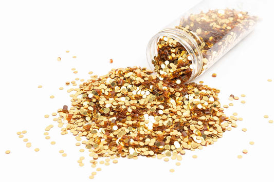 Mohan Shoppe Light Gold Round Shape Plastic Patra Sequins without hole (Package of 50 Grams)