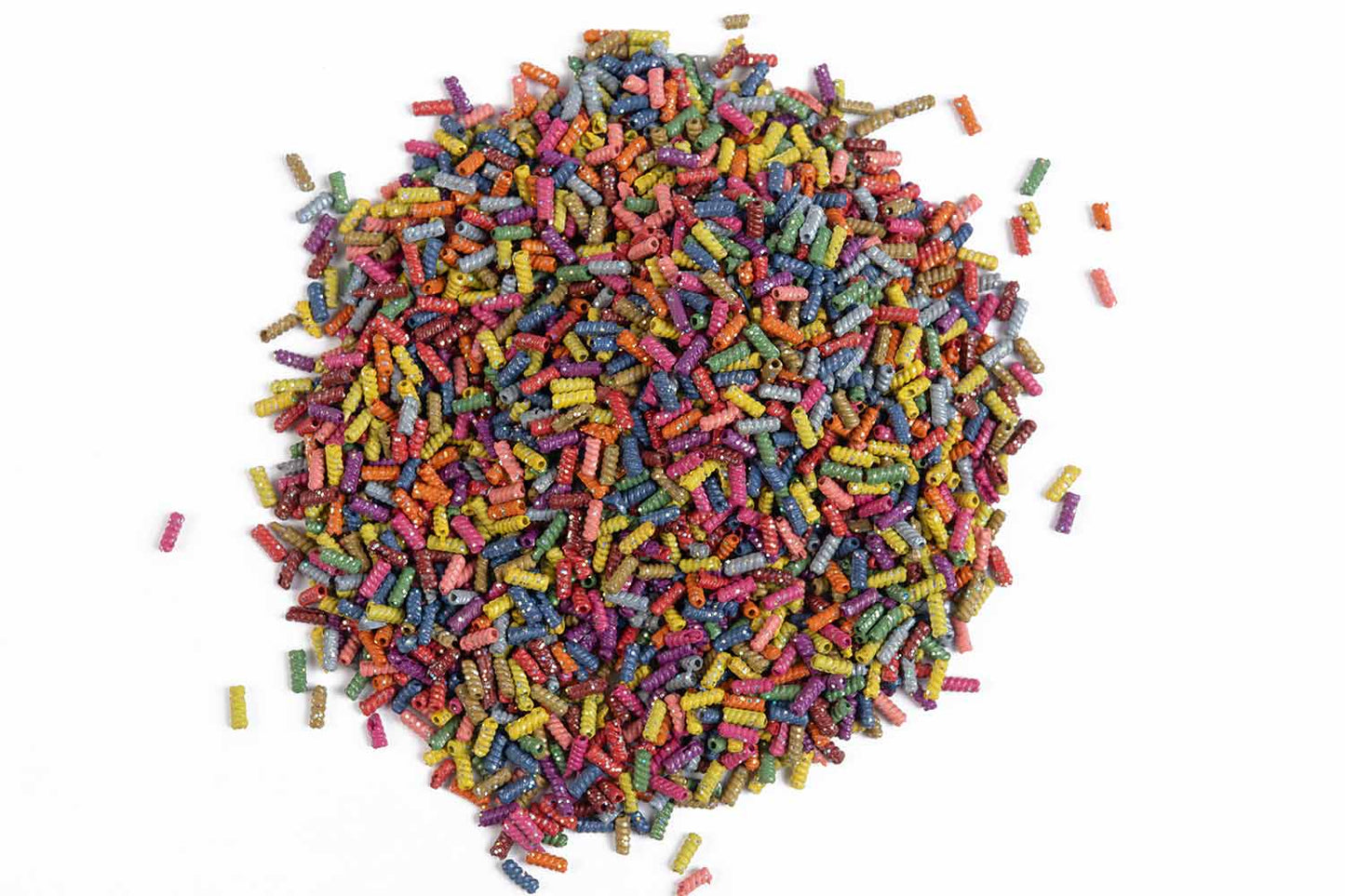 Multi Color Cylinderical Shape Plastic Beads Package of 50 Grams