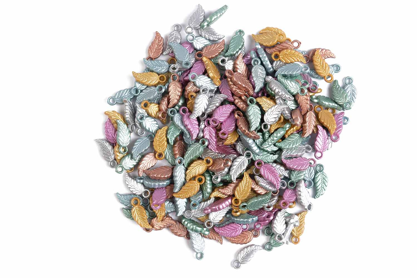 Multi Color Leaf Shape Plastic Beads Package of 50 Grams