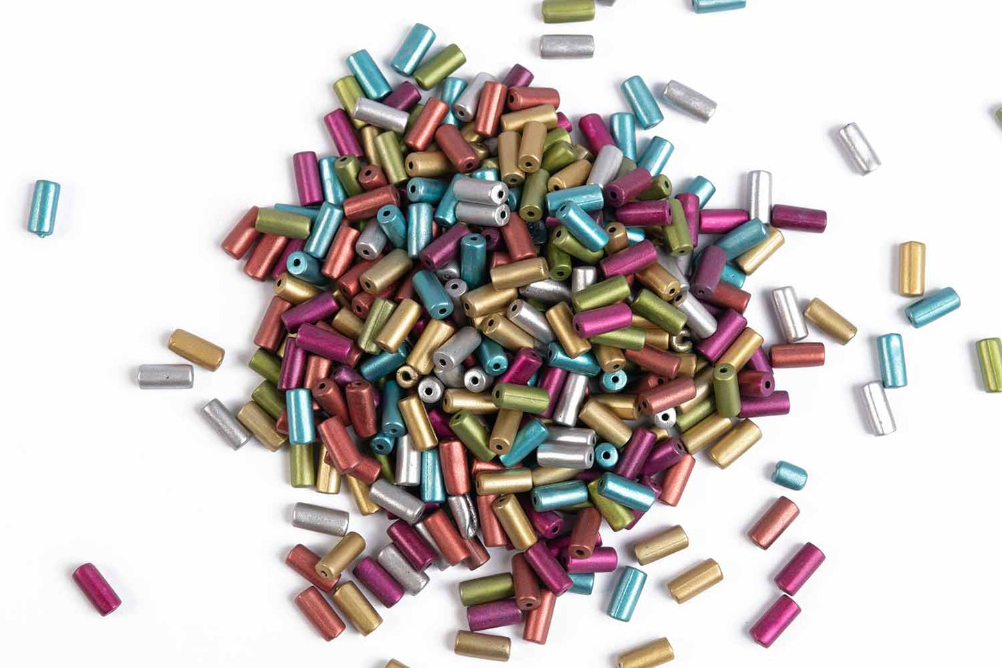 Multi Color Cylindrical Shape Plastic Beads Package of 50 Grams