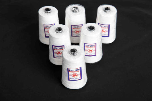 Mohan Shoppe White Color Polyester Thread/Adda Cone/Polyester Tana, Package of 6 Pieces