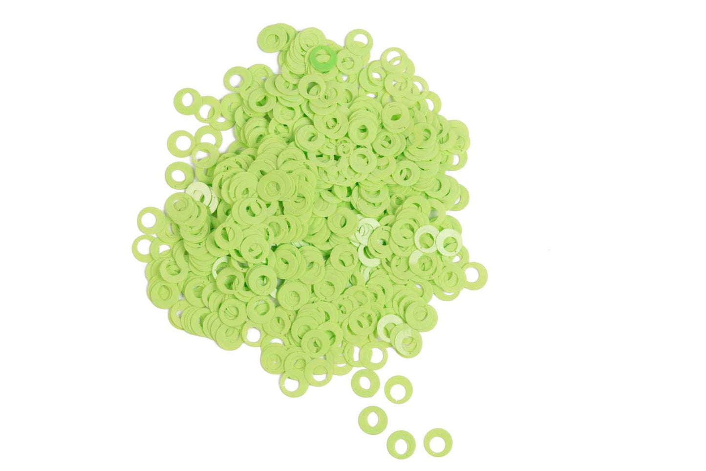 Mohan Shoppe Light Green Round Shape Plastic Sequins for Suits, Dresses, Sarees, Craft Material, Decoration etc. (Package of 50 Grams)