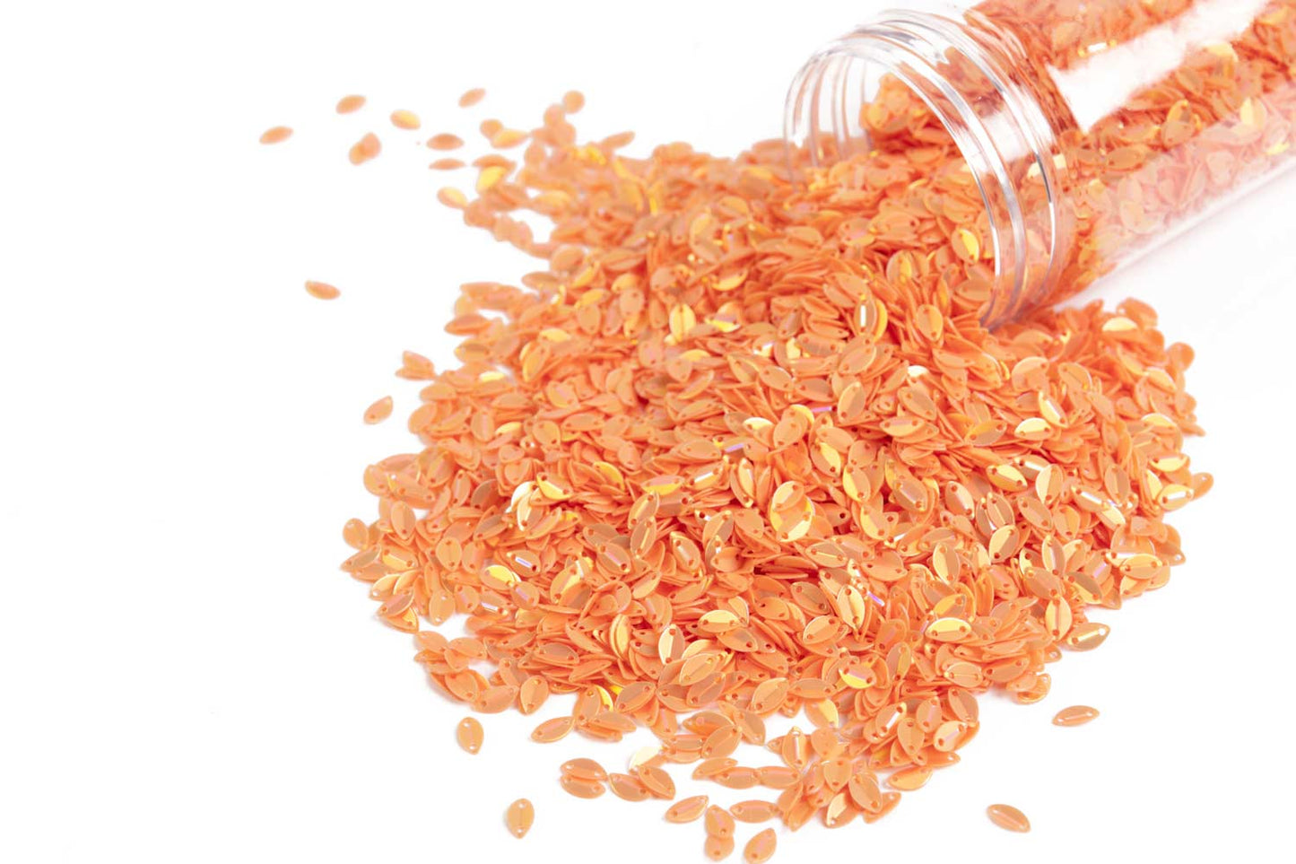 Mohan Shoppe Orange Color Eye Shape Plastic Sequins/Sitara/Sippi for Suits, Dresses, Sarees, Craft Material, Decoration etc. (Package of 50 Grams)