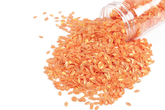 Mohan Shoppe Orange Color Eye Shape Plastic Sequins/Sitara/Sippi for Suits, Dresses, Sarees, Craft Material, Decoration etc. (Package of 50 Grams)