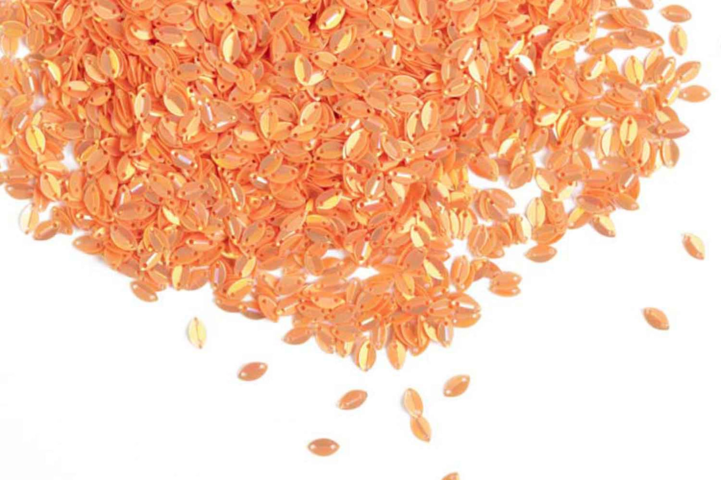 Mohan Shoppe Orange Color Eye Shape Plastic Sequins/Sitara/Sippi for Suits, Dresses, Sarees, Craft Material, Decoration etc. (Package of 50 Grams)