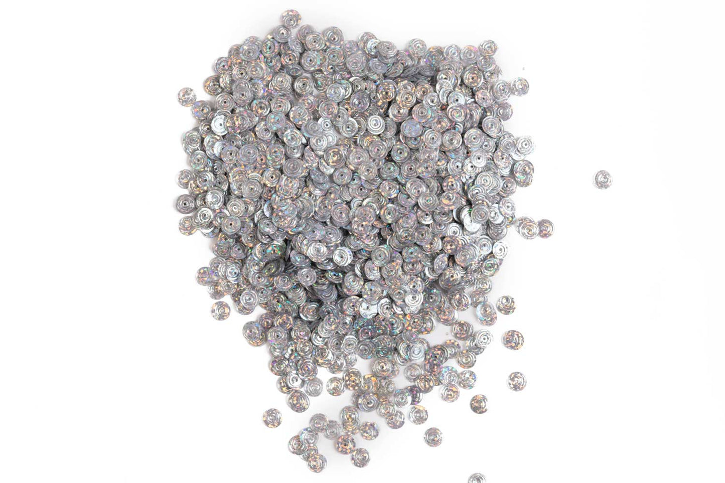 Mohan Shoppe Silver Color Round Shape Plastic Sequins for Suits, Dresses, Sarees, Craft Material, Decoration etc. (Package of 50 Grams)