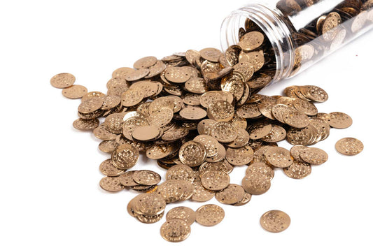 Mohan Shoppe Gold Round Shape Plastic Sequins for Suits, Dresses, Sarees, Craft Material, Decoration etc. (Package of 50 Grams)