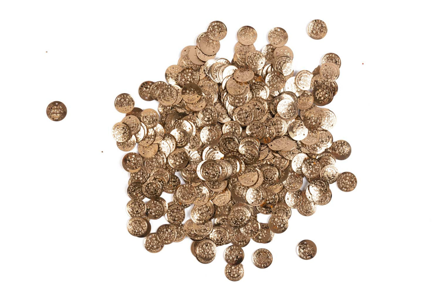 Mohan Shoppe Gold Round Shape Plastic Sequins for Suits, Dresses, Sarees, Craft Material, Decoration etc. (Package of 50 Grams)