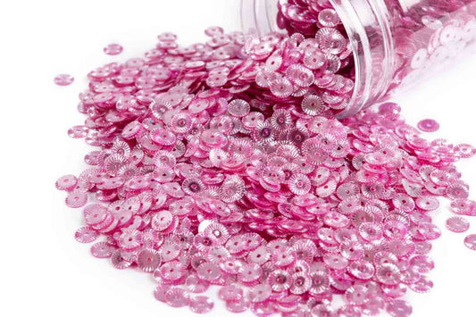 Mohan Shoppe Pink Round Shape Plastic Sequins for Suits, Dresses, Sarees, Craft Material, Decoration etc. (Package of 50 Grams)