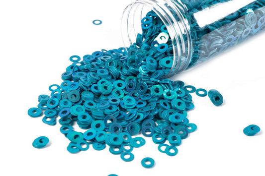 Mohan Shoppe Ferozi Blue Round Shape Plastic Sequins for Suits, Dresses, Sarees, Craft Material, Decoration etc. (Package of 50 Grams)