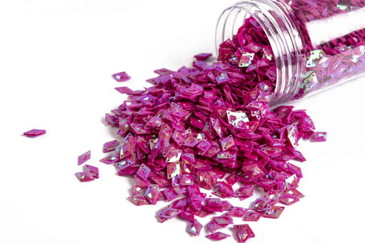 Mohan Shoppe Mauve Rainbow Rhombus Shape Plastic Sequins for Suits, Dresses, Sarees, Craft Material, Decoration etc. (Package of 50 Grams)