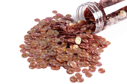 Mohan Shoppe Peach Rainbow Color Round Shape Plastic Sequins for Suits, Dresses, Sarees, Craft Material, Decoration etc. (Package of 50 Grams)