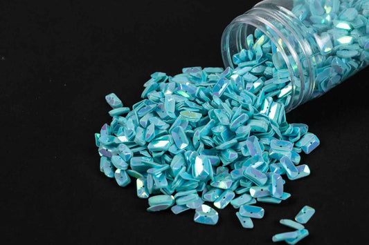 Mohan Shoppe Ferozi Blue Rectangle Shape Plastic Sequins for Suits, Dresses, Sarees, Craft Material, Decoration etc. (Package of 50 Grams)
