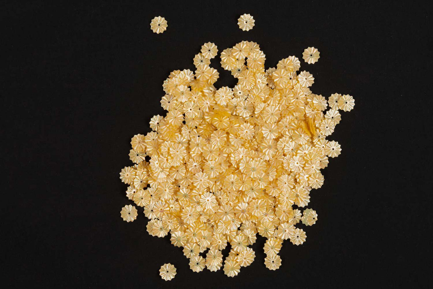 Mohan Shoppe Beige Flower Shape Plastic Sequins for Suits, Dresses, Sarees, Craft Material, Decoration etc. (Package of 50 Grams)