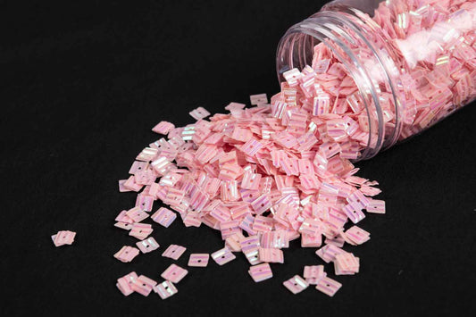Mohan Shoppe Baby Pink Rainbow Square Shape Plastic Sequins for Suits, Dresses, Sarees, Craft Material, Decoration etc. (Package of 50 Grams)