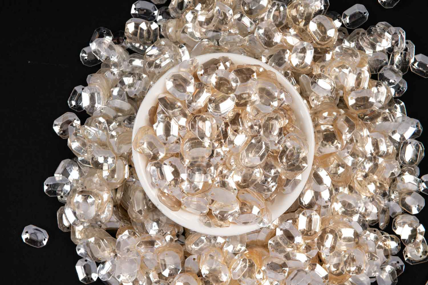 Mohan Shoppe Clear/Transparent Plastic Sequins for Suits, Dresses, Sarees, Craft Material, Decoration etc. (Package of 50 Grams)