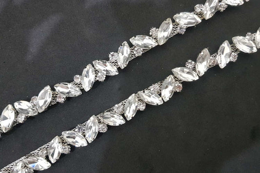 Crystal Rhinestone Close Trim Cup Chain Bulk Rhinestone Flexible Claw Chain Applique for Craft Jewelry Making - 1 Meter