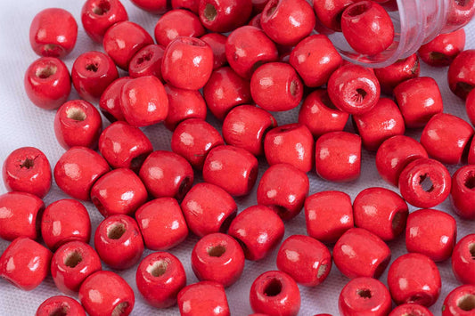 Red Color Wooden Beads Package of 100 Grams package of 100 gm
