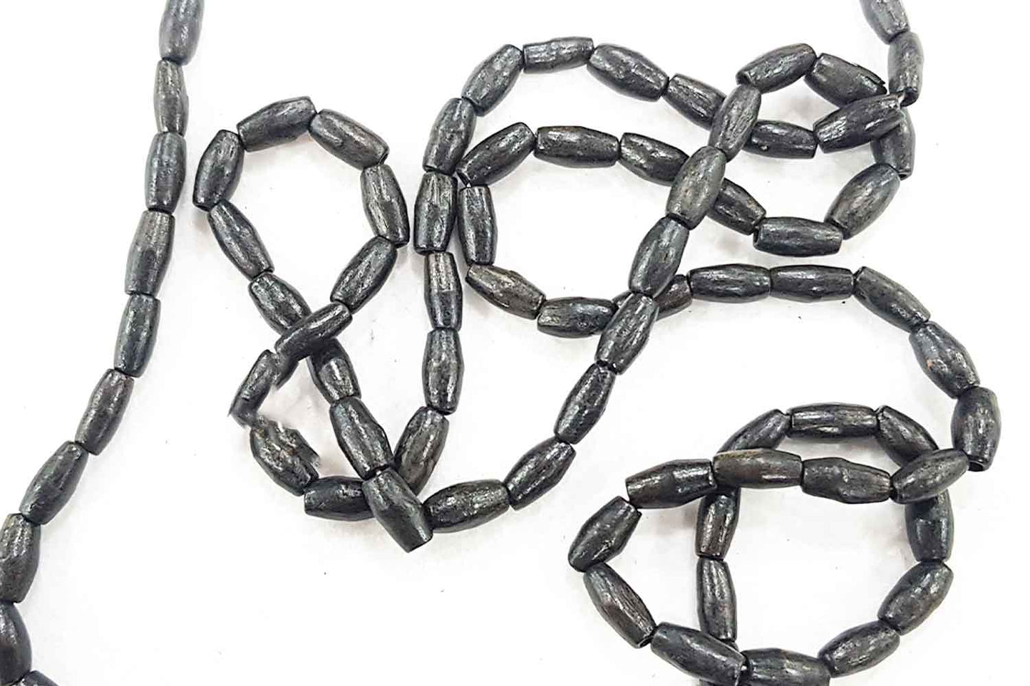 Black Color Oval Shape Wooden Beads Package of 5 Strings (1 String=95 Beads Approx.)