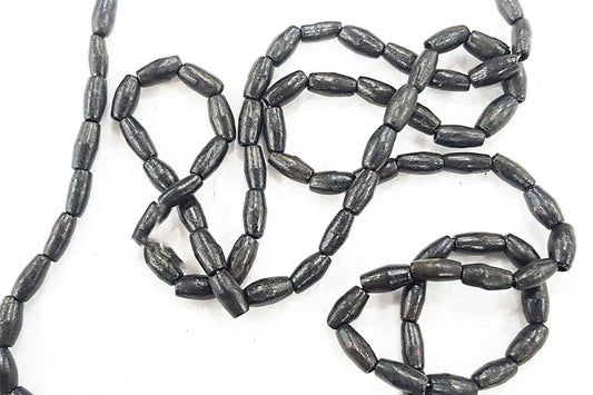 Black Color Oval Shape Wooden Beads Package of 5 Strings (1 String=95 Beads Approx.)