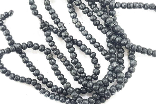 Black Round Shape Wooden Beads Package of 10 Strings (1 String=150 Beads Approx.)