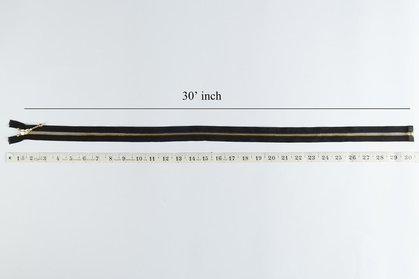 Black Color Ykk 30 inches Metal Zip with golden chain