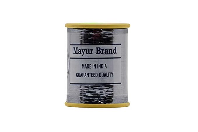 Mohan Shoppe Flat Badla (Metallic Yarn) Thread for Embroidery Work, Beading, Jewlery Making and Crafts, 1 Roll