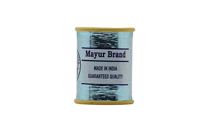 Mohan Shoppe Flat Badla (Metallic Yarn) Thread for Embroidery Work, Beading, Jewlery Making and Crafts, 1 Roll