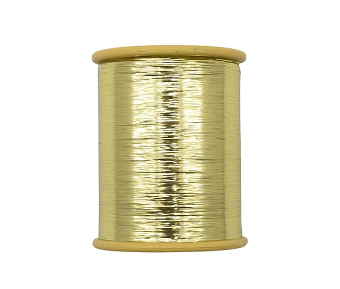 Mohan Shoppe Flat Badla (Metallic Yarn) Thread for Embroidery Work, Beading, Jewlery Making and Crafts, 1 Roll