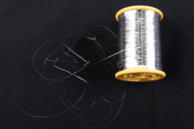 Mohan Shoppe Flat Badla (Metallic Yarn) Thread for Embroidery Work, Beading, Jewlery Making and Crafts, 1 Roll