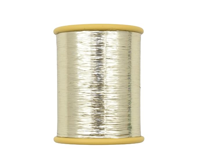 Mohan Shoppe Flat Badla (Metallic Yarn) Thread for Embroidery Work, Beading, Jewlery Making and Crafts, 1 Roll