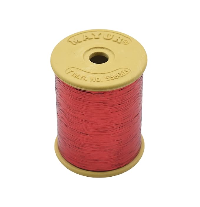 Mohan Shoppe Flat Badla (Metallic Yarn) Thread for Embroidery Work, Beading, Jewlery Making and Crafts, 1 Roll