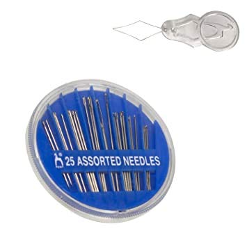 Pony Hand Sewing Needles Compact for Knitting and Home Purpose (25 Assorted Stainless-Steel Needles with 1 Needle Threader) Pack of 2