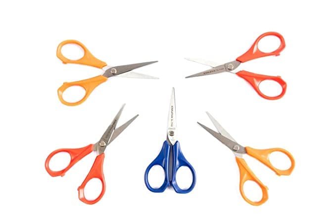 Mohan Shoppe MUNIX Small Plastic Tailor Shears Embroidery Scissors Small Scissors Thread Scissors Plastic Plus Long Handle Elbow Pointed Scissors Pack Of 5 Pieces