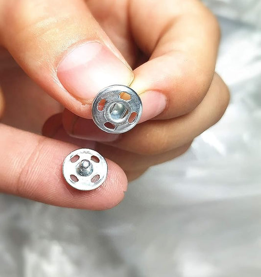 (Pack of 2) Premium Pony Press Buttons (Snap Fasteners) Purpose Spring Press Studs Popper Button - Bra, Buttons, Brass - Rust Proof Superior Guide Hole for Craft and Sewing & More
