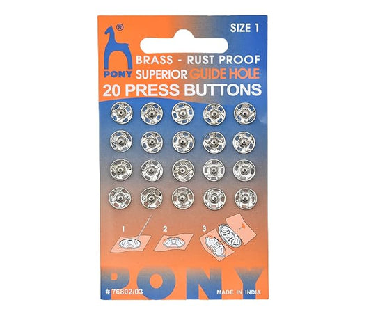 (Pack of 2) Premium Pony Press Buttons (Snap Fasteners) Purpose Spring Press Studs Popper Button - Bra, Buttons, Brass - Rust Proof Superior Guide Hole for Craft and Sewing & More