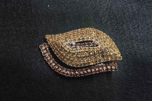 Gorgeous Golden Red Stonework Brooch with Back Pin