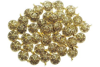 Golden Mehandi Polish Round Metal Charms Package of 100 grams