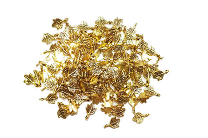 Golden Mehandi Polish Maple Leaf Shape Metal Charms Package of 100 grams