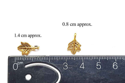 Golden Mehandi Polish Maple Leaf Shape Metal Charms Package of 100 grams