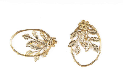 Light Golden Fancy Oval Metal Charms Package of 3 Pieces