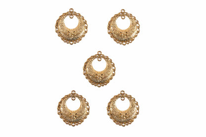 Golden Designer Round Charms Lucky Charm Package of 5 Pieces