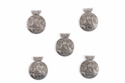 Silver Designer Round Charms Package of 5 Pieces