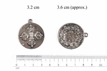 Silver Fancy Round Charms Package of 5 Pieces