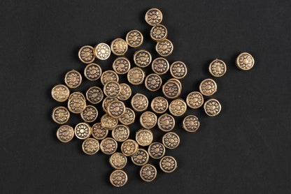 Antique Golden Round Mehandi Polish Metal Charms Package of 10 Pieces